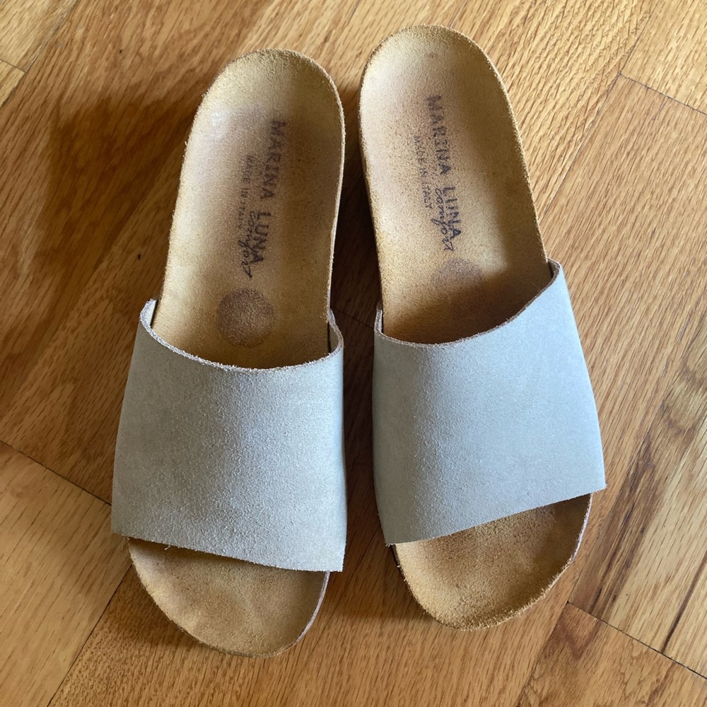 Marina Luna Tan Suede Sandals, Size 7